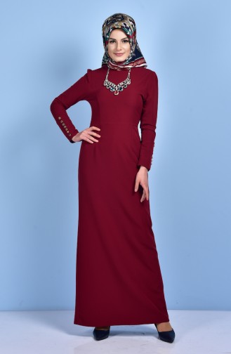 Dress with Necklace 7003-04 Claret Red 7003-04