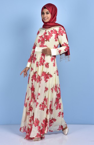 Decorated Chiffon Dress 0524-02 Ecru 0524-02