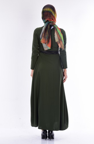 Pleated Dress with Belt 2258-05 Khaki 2258-05