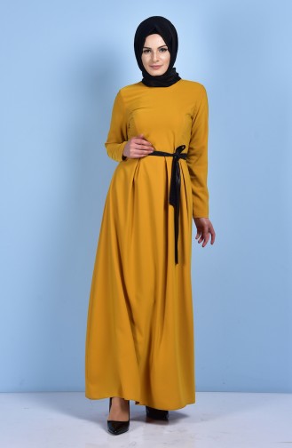 Pleated Dress with Belt 2258-02 Mustard 2258-02