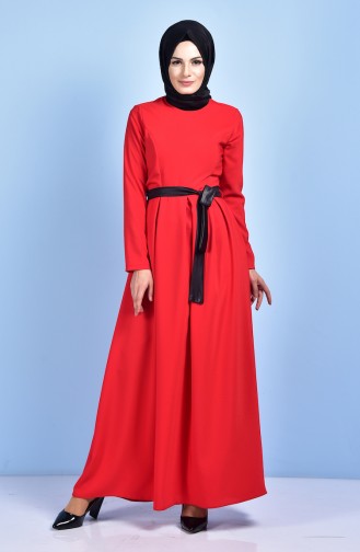 Red Hijab Dress 2258-09