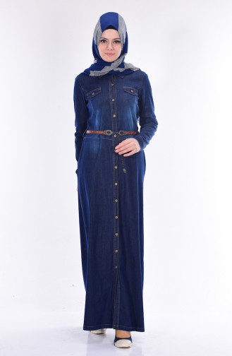 Kot Kemerli Uzun Tunik 9201-01 Koyu Lacivert