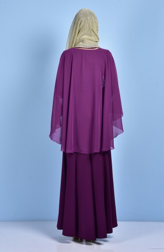 Purple Hijab Evening Dress 7006-01