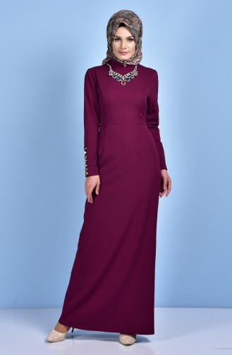 Dress with Necklace 7003-06 Maroon 7003-06