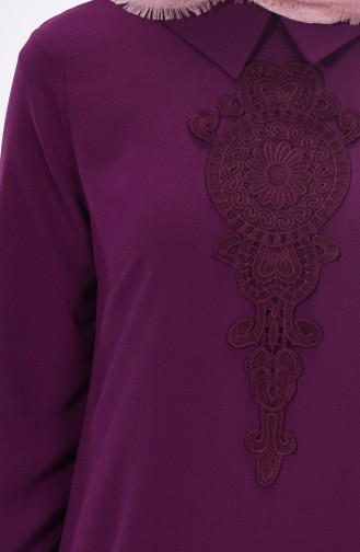 Guipure Detailed Tunic 0058-04 Maroon 0058-04