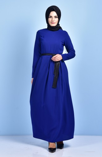 Pleated Dress with Belt 2258-03 Saxon Blue 2258-03
