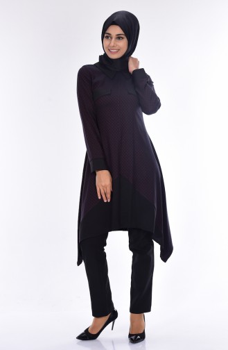 Asimetrik Tunik 0501-01 Siyah Kiremit