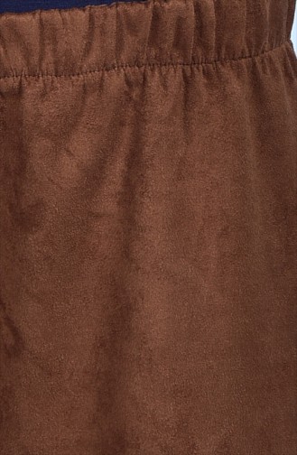 بنطال شامواه بتصميم واسع من الأسفل 3096-01 لون عسلي 3096-01