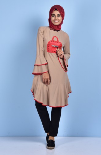 Biyeli Tunik 0895-04 Koyu Bej