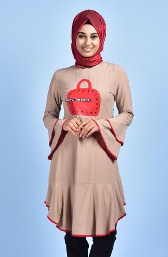 Biyeli Tunik 0895-04 Koyu Bej