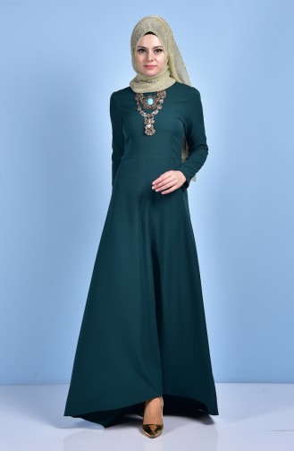 فستان أخضر زمردي 7002-03