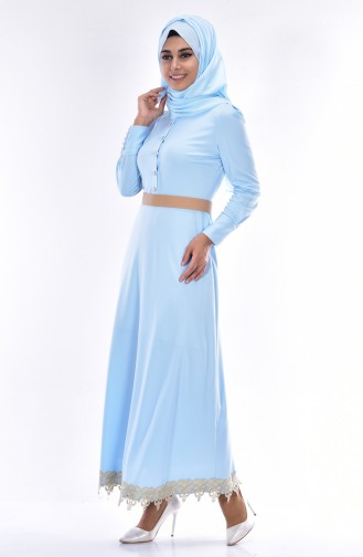 Babyblau Hijab Kleider 3140-03