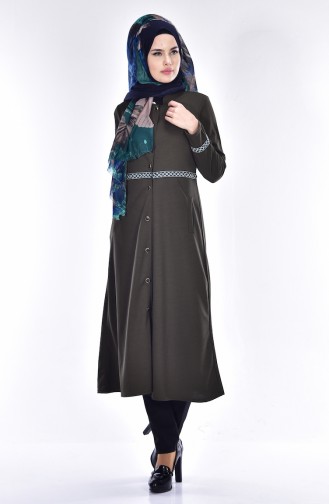 Cape avec Boutons 0494-12 Vert Khaki Foncé 0494-12