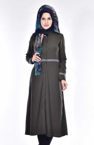 Cape avec Boutons 0494-12 Vert Khaki Foncé 0494-12