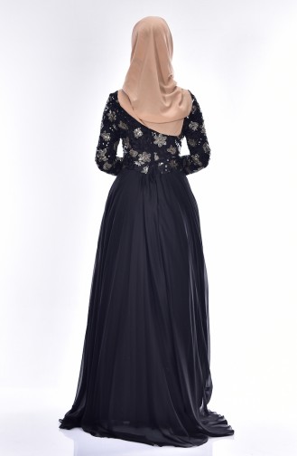 Pullu Abiye Elbise 0488-01 Siyah