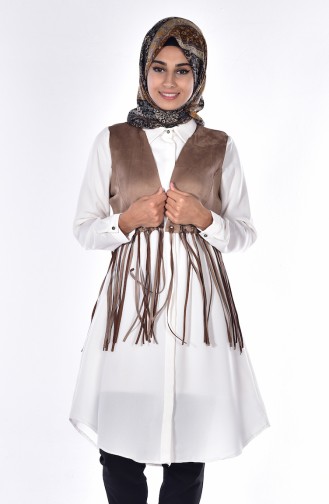 Ensemble Deux Pieces Gilet Tunique 0995-04 Camel Ecru 0995-04