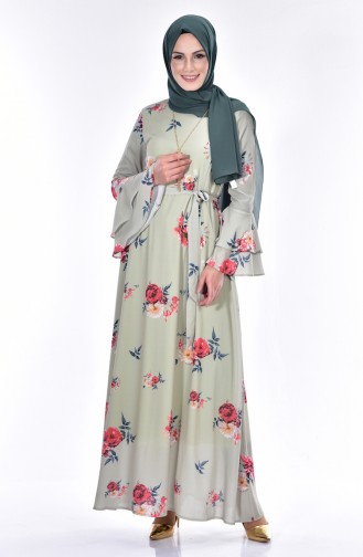 Green Hijab Dress 5007A-01