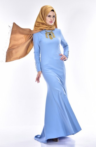 Robe Hijab Bleu Bébé 7004-05