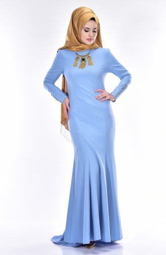 Dress with Necklace 7004-05 Baby Blue 7004-05