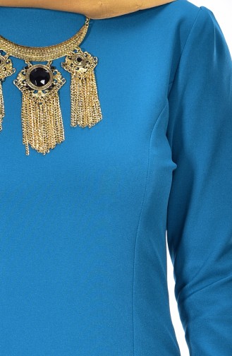 فستان أزرق زيتي 7004-06
