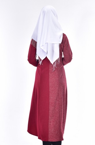 Garnili Düğmeli Tunik 0708-03 Bordo