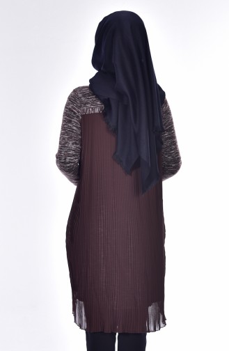 Pilise Detaylı Tunik 0728-01 Kahverengi