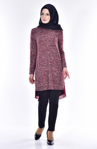 Pilise Detaylı Tunik 0728-02 Bordo