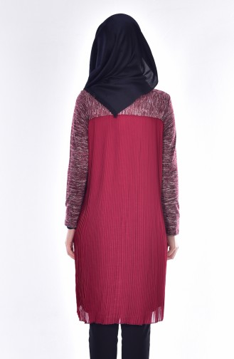 Pilise Detaylı Tunik 0728-02 Bordo