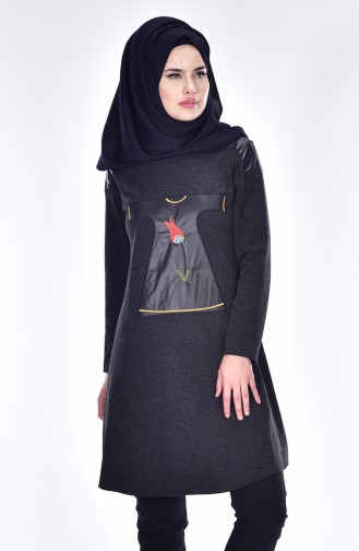 Kaftan İşlemeli Tunik 0730-01 Siyah