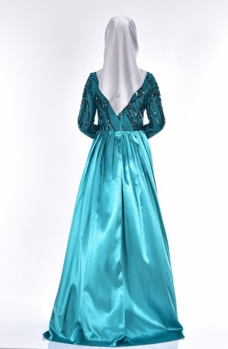 Green Hijab Evening Dress 0394A-01