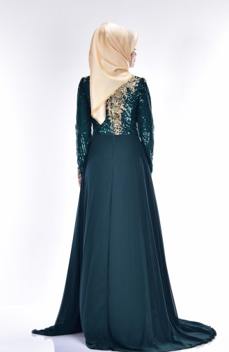Emerald Green Hijab Evening Dress 0437-02