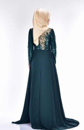 Abendkleid mit Pailetten 0437-02 Smaragdgrün 0437-02