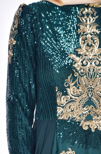 Emerald Green Hijab Evening Dress 0437-02