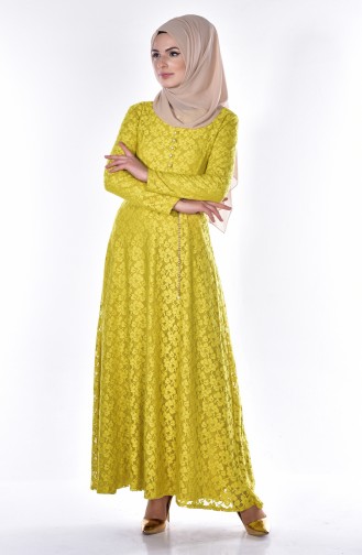 Pistachio Green Hijab Dress 4405-01