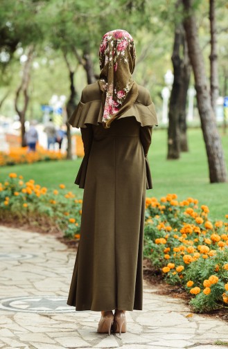 Khaki Hijab Dress 8088-01