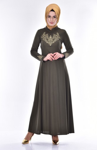 Khaki Hijab Dress 4401-01