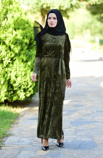 Khaki Hijab Dress 6112-02