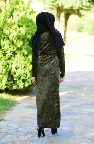 Khaki Hijab Dress 6112-02