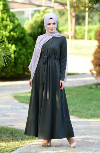 Khaki Hijab Dress 6116-02