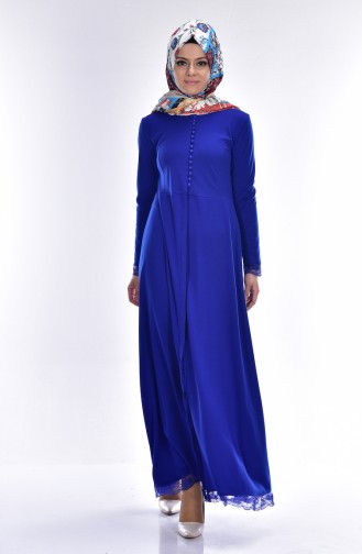 Saxe Hijab Dress 4403-07