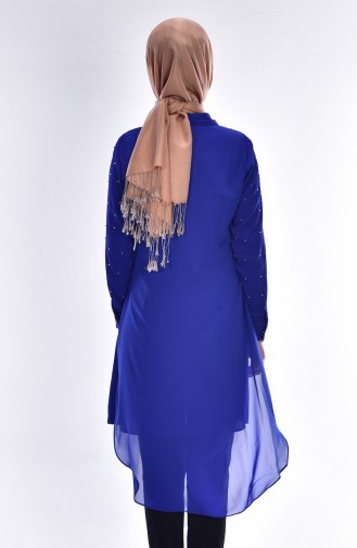 Boncuk Detaylı Tunik 0893-01 Saks