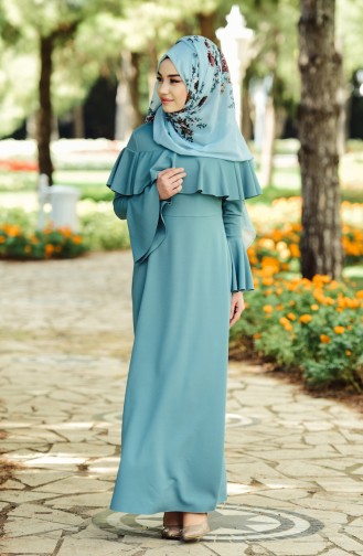 Sea Green Hijab Dress 8088-05