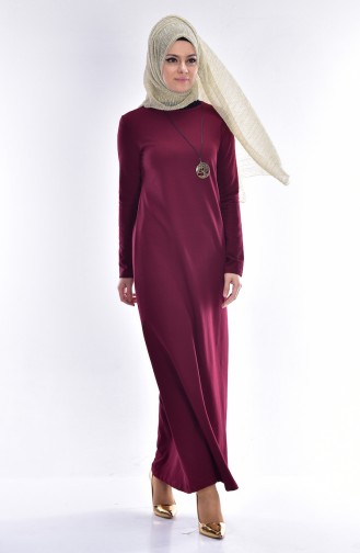 Kleid aus Zwei Garne mit Halskette 2779-11 Kirsche 2779-11