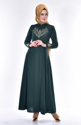 فستان أخضر زمردي 4401-05