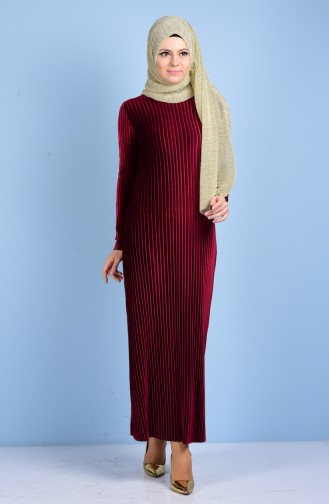 Claret Red Hijab Dress 6005-02