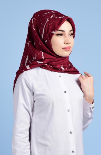 Desenli Büyük Boy Eşarp 60044-01 Bordo