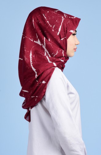 Desenli Büyük Boy Eşarp 60044-01 Bordo