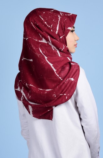 Desenli Büyük Boy Eşarp 60044-01 Bordo