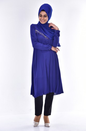 Boncuk Detaylı Tunik 0920-03 Saks