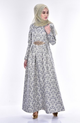 Gray Hijab Evening Dress 0118-01